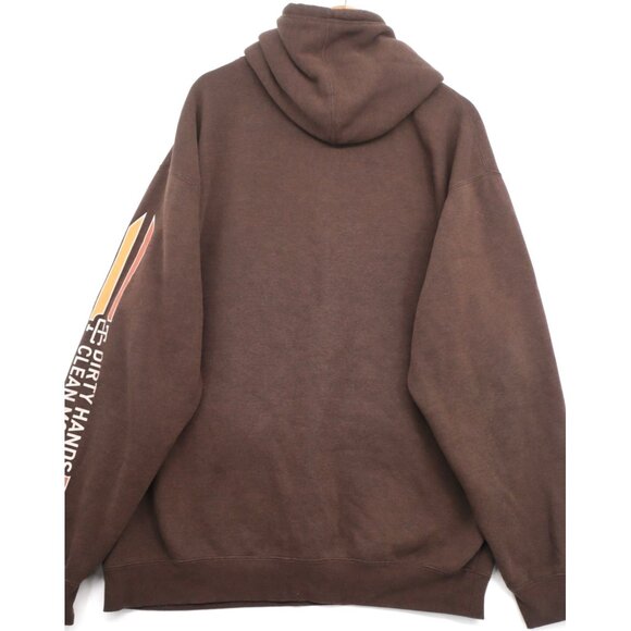 Troll Co. Brown Hoodie 3XL "Dirty Hands Clean Money" Sleeve Print Academia - Picture 4 of 11